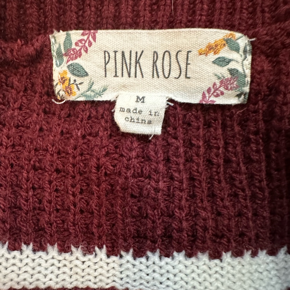 Burgundy and white striped cardigan - Picture 5 of 5